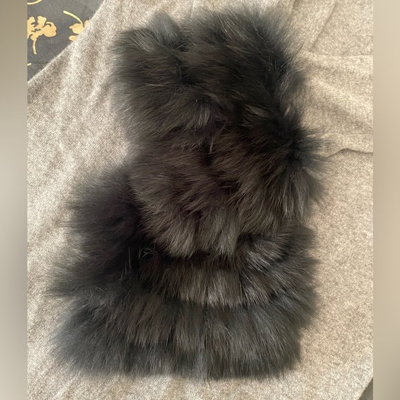 Qi Cashmere Cashmere & Fox-Fur Cuff Cardigan Sweater / Size XSmall - Picture 9 of 17